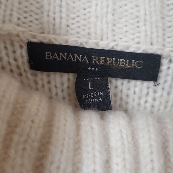 Banana Republic Sweater Dress Petite Large Cable Knit Cream Alpaca Wool Blend - Picture 2 of 8